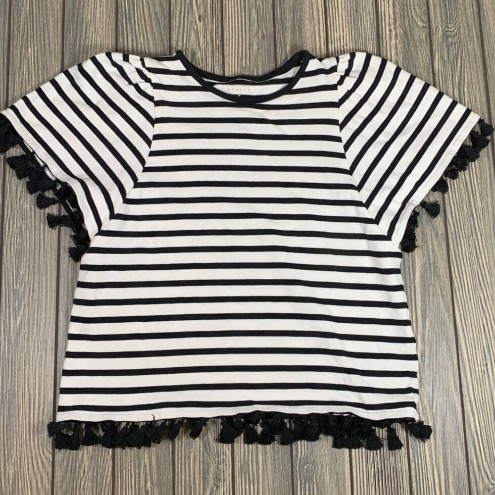 Kate Spade Broome Street Tee Women Sz S Striped Tassels Cotton Designer Yachting